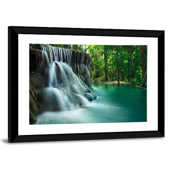 Lime Stone Waterfall Canvas Wall Art-5 Horizontal-Gallery Wrap-22" x 12"-Tiaracle
