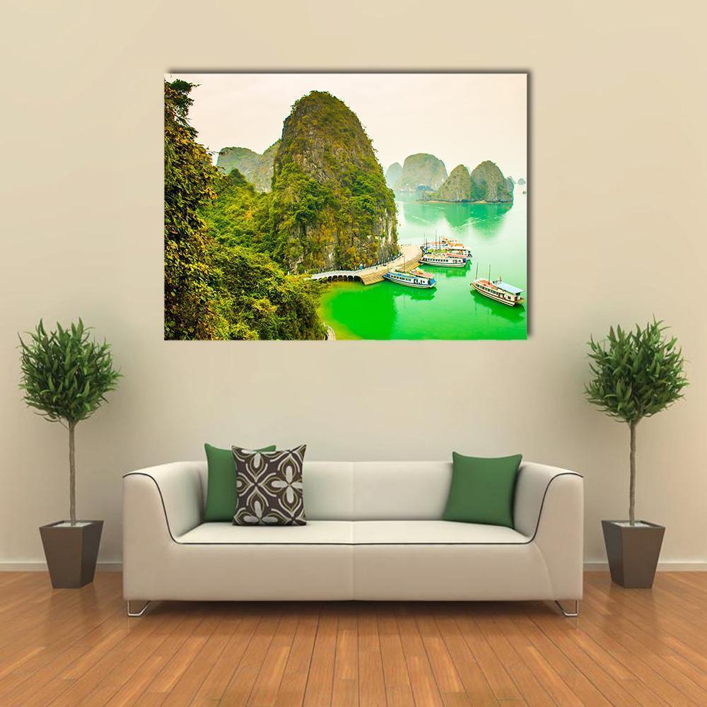 Cruise Ships In Limestone Islands Canvas Wall Art-1 Piece-Gallery Wrap-48" x 32"-Tiaracle