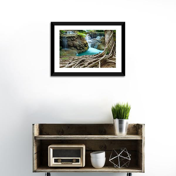 Limestone Waterfalls Canvas Wall Art-1 Piece-Framed Print-30" x 20"-Tiaracle