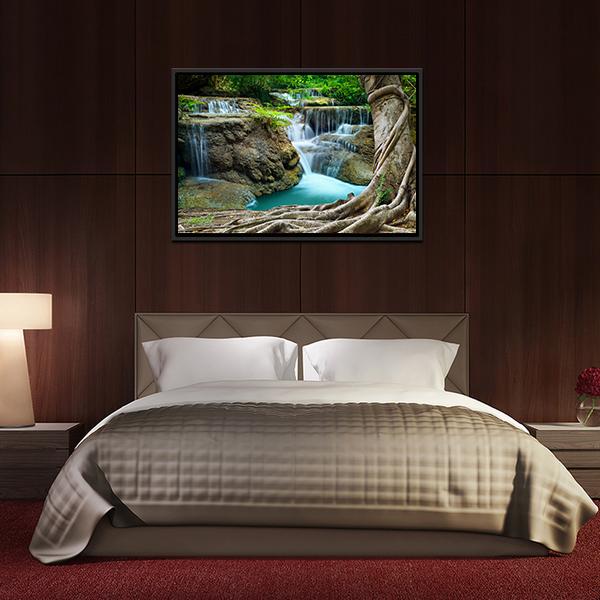 Limestone Waterfalls Canvas Wall Art-5 Horizontal-Gallery Wrap-22" x 12"-Tiaracle