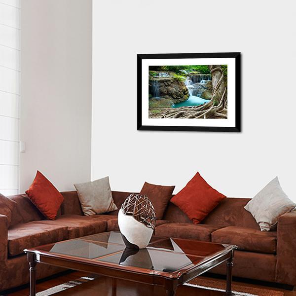 Limestone Waterfalls Canvas Wall Art-5 Horizontal-Gallery Wrap-22" x 12"-Tiaracle