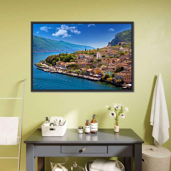 Limone Sul Garda Canvas Wall Art-1 Piece-Floating Frame-24" x 16"-Tiaracle