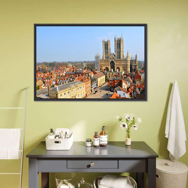Lincoln Cathedral Canvas Wall Art-1 Piece-Floating Frame-24" x 16"-Tiaracle