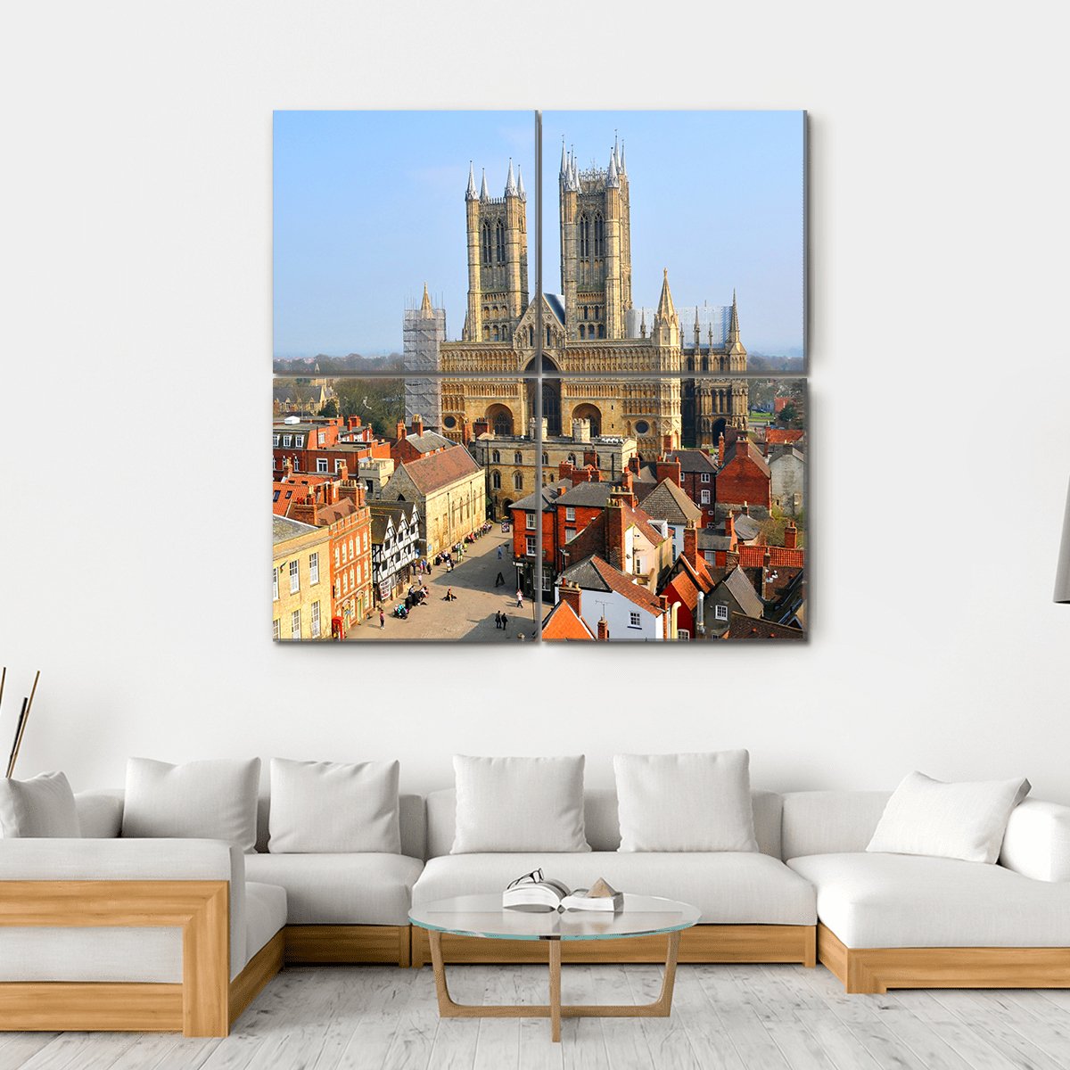 Lincoln Cathedral Canvas Wall Art-4 Square-Gallery Wrap-17" x 17"-Tiaracle