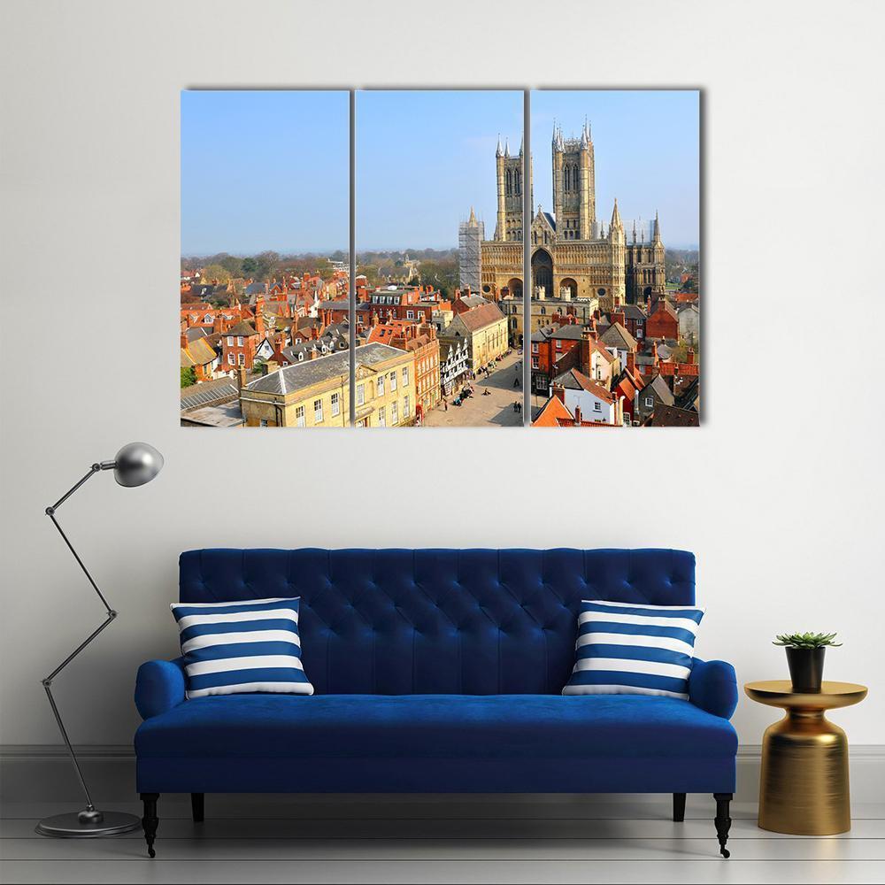 Lincoln Cathedral Canvas Wall Art-4 Pop-Gallery Wrap-50" x 32"-Tiaracle
