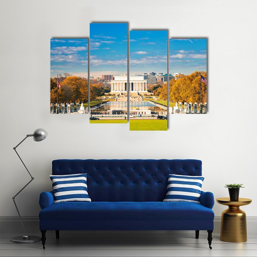 Lincoln Memorial &amp; Pool Canvas Wall Art-4 Pop-Gallery Wrap-50" x 32"-Tiaracle