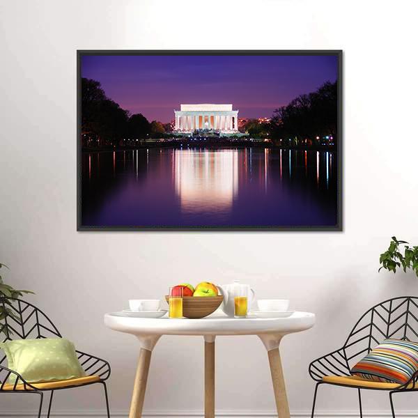 Lincoln Memorial At Sunset Canvas Wall Art-3 Horizontal-Gallery Wrap-25" x 16"-Tiaracle