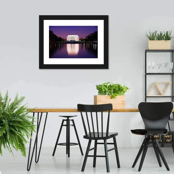 Lincoln Memorial At Sunset Canvas Wall Art-5 Horizontal-Gallery Wrap-22" x 12"-Tiaracle
