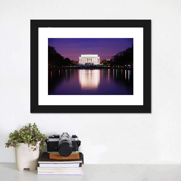 Lincoln Memorial At Sunset Canvas Wall Art-1 Piece-Framed Print-20" x 16"-Tiaracle