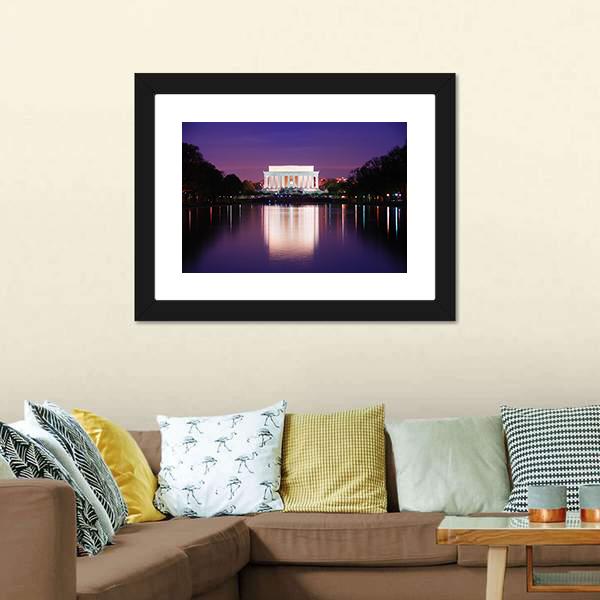 Lincoln Memorial At Sunset Canvas Wall Art-3 Horizontal-Gallery Wrap-25" x 16"-Tiaracle