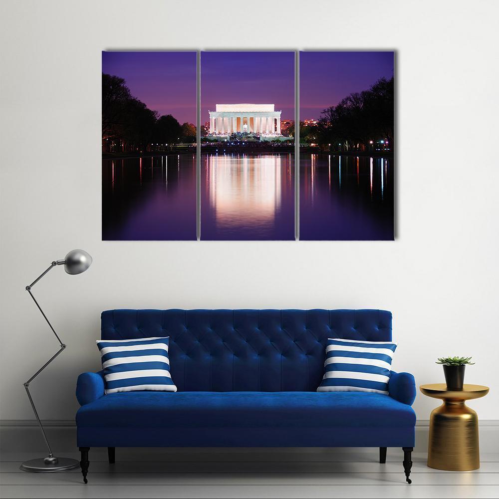 Lincoln Memorial At Sunset Canvas Wall Art-3 Horizontal-Gallery Wrap-37" x 24"-Tiaracle