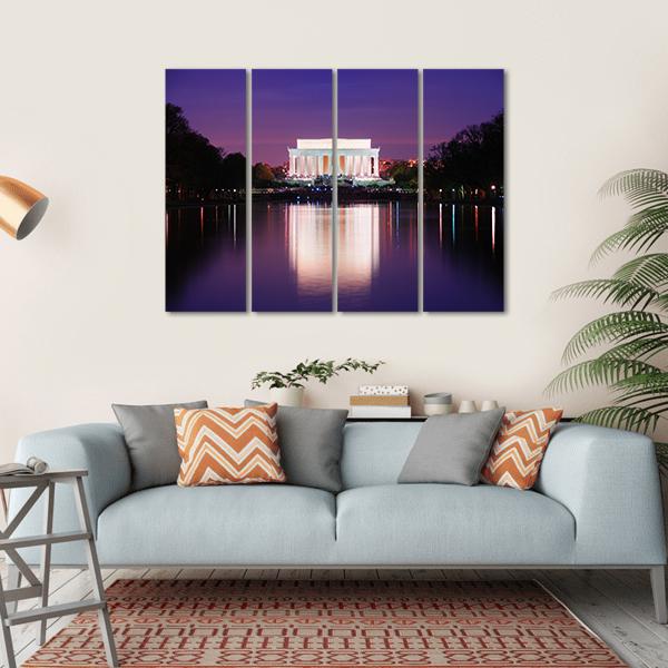 Lincoln Memorial At Sunset Canvas Wall Art-1 Piece-Gallery Wrap-36" x 24"-Tiaracle