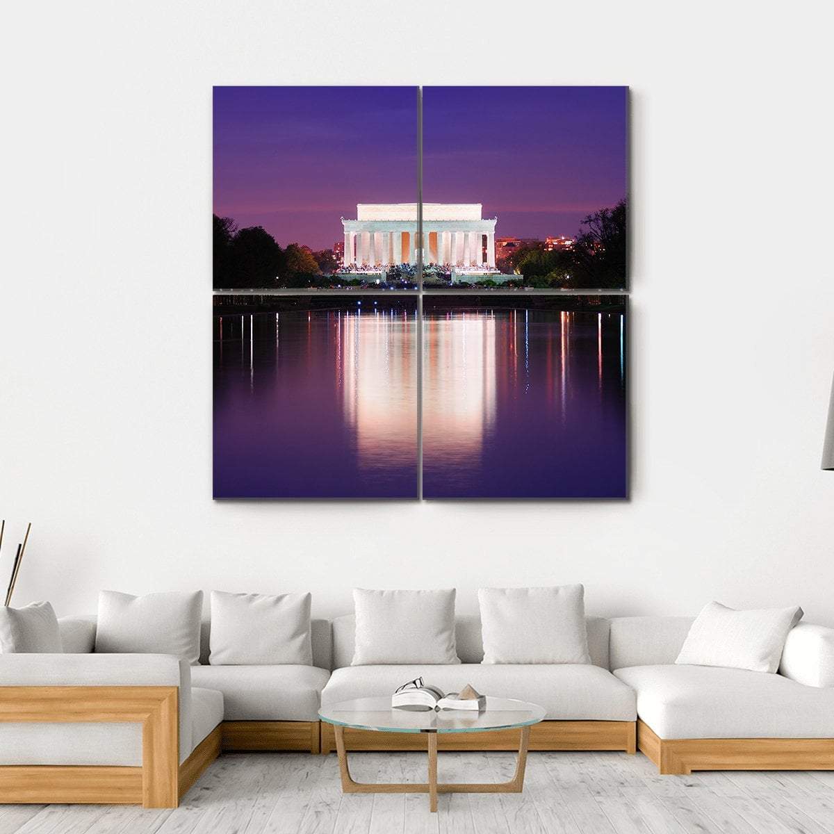 Lincoln Memorial At Sunset Canvas Wall Art-4 Square-Gallery Wrap-17" x 17"-Tiaracle