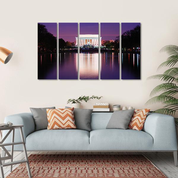 Lincoln Memorial At Sunset Canvas Wall Art-5 Horizontal-Gallery Wrap-22" x 12"-Tiaracle