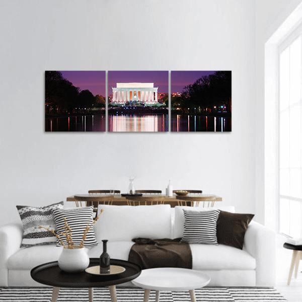 Lincoln Memorial At Sunset Panoramic Canvas Wall Art-3 Piece-25" x 08"-Tiaracle