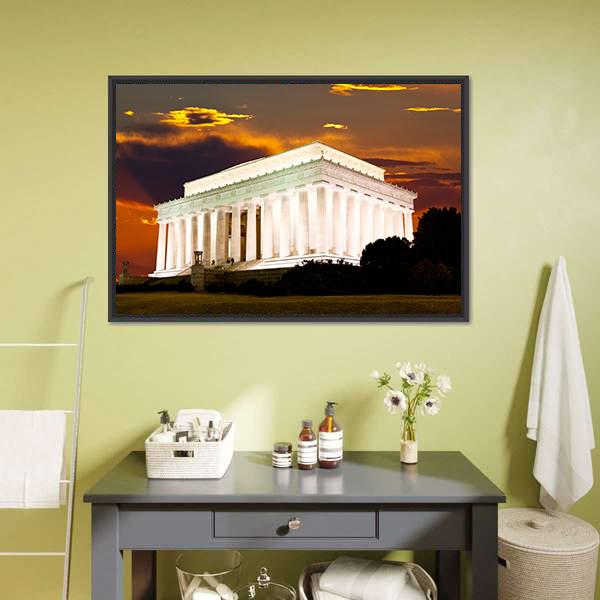Lincoln Memorial Canvas Wall Art-1 Piece-Floating Frame-24" x 16"-Tiaracle