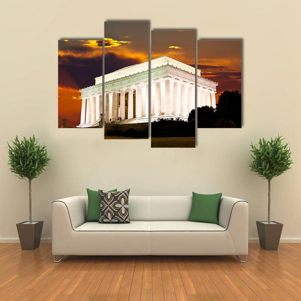 Lincoln Memorial Canvas Wall Art-4 Pop-Gallery Wrap-50" x 32"-Tiaracle