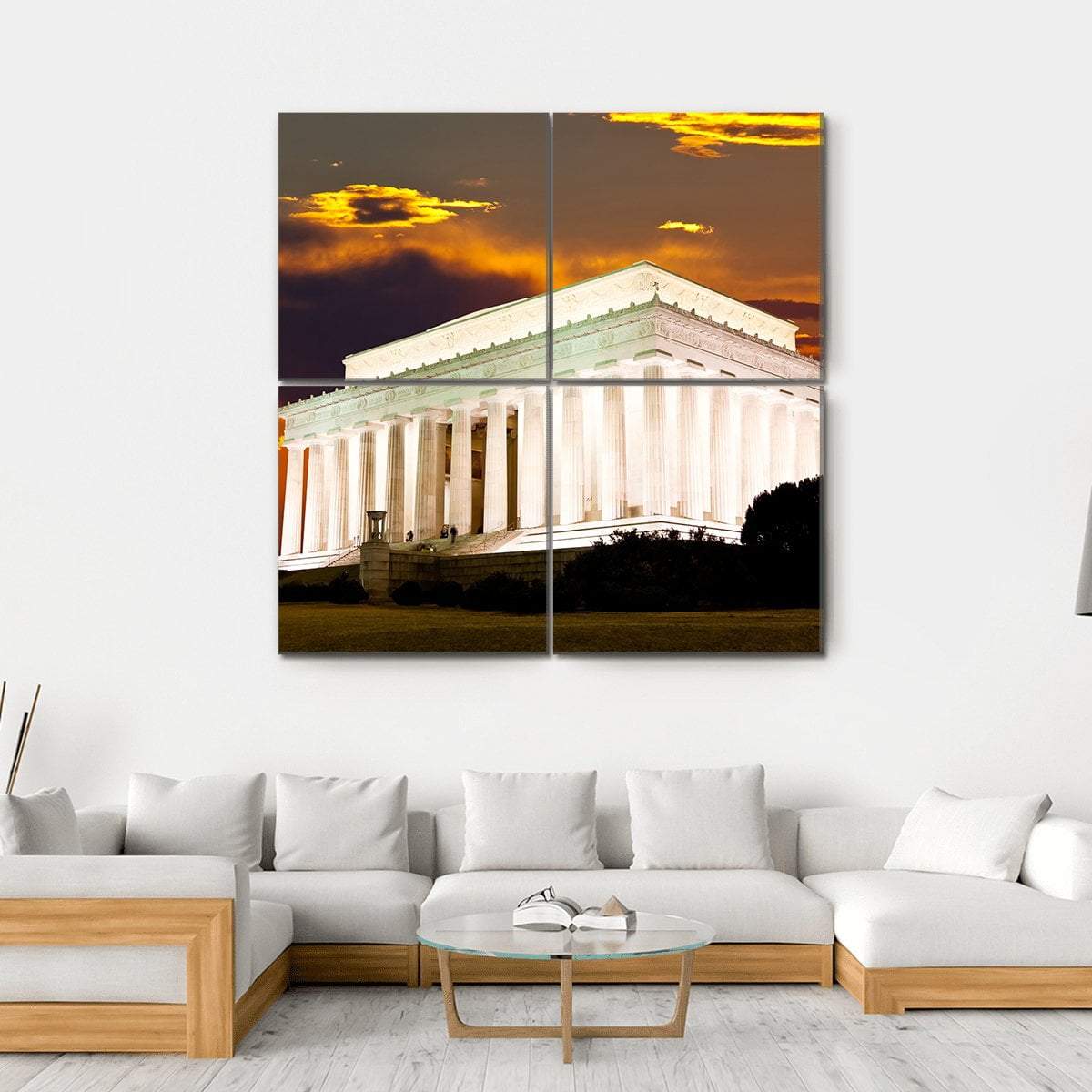 Lincoln Memorial Canvas Wall Art-4 Square-Gallery Wrap-17" x 17"-Tiaracle