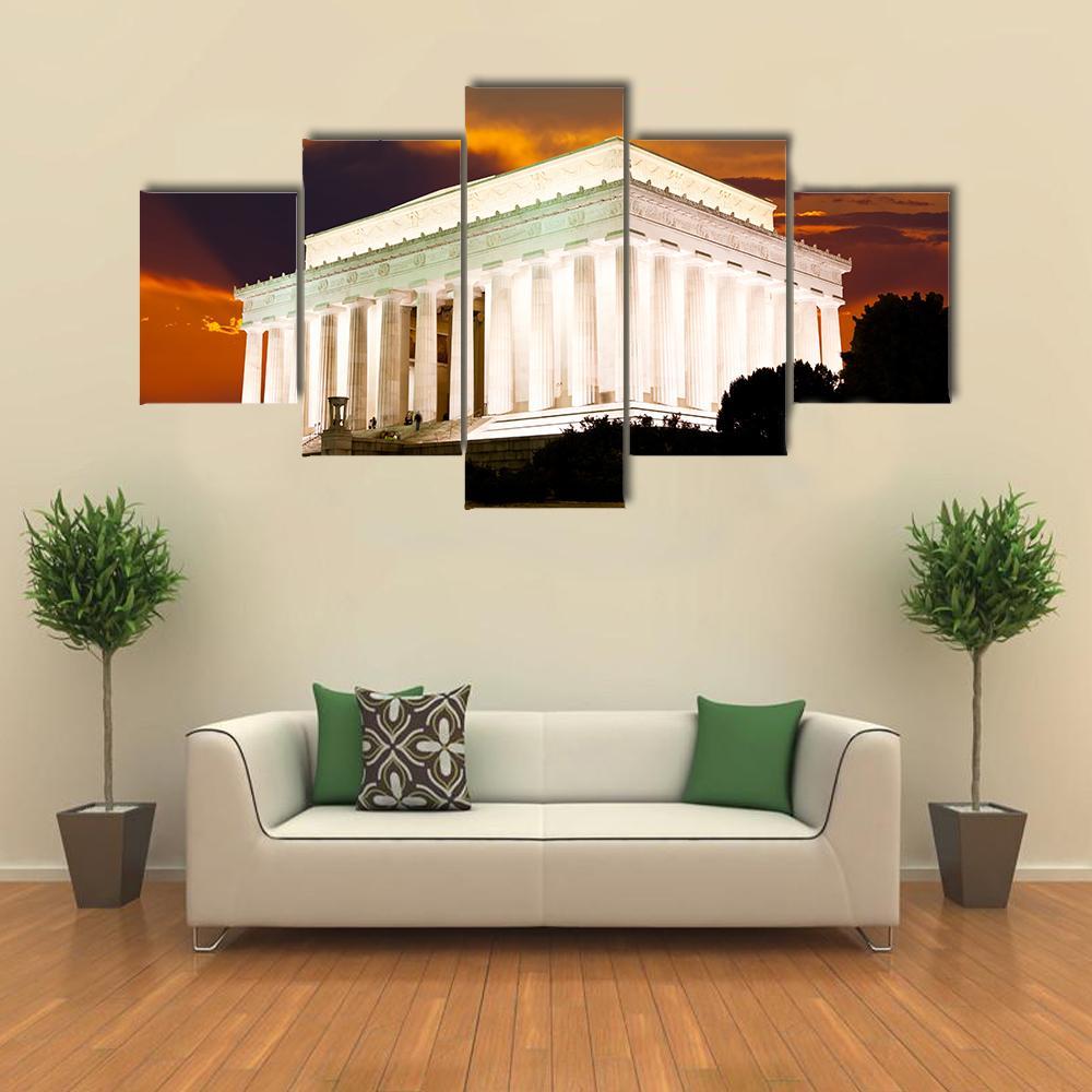 Lincoln Memorial Canvas Wall Art-5 Star-Gallery Wrap-62" x 32"-Tiaracle