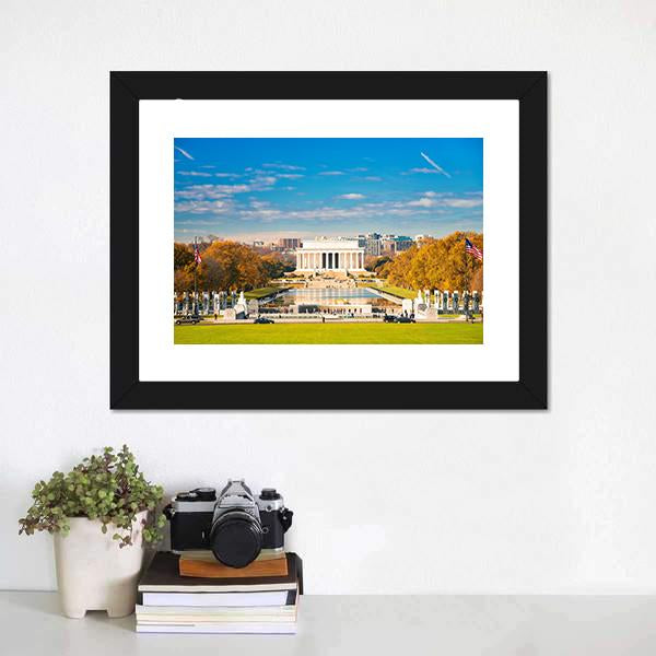 Lincoln Memorial &amp; Pool Canvas Wall Art-1 Piece-Framed Print-20" x 16"-Tiaracle