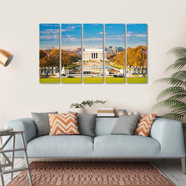 Lincoln Memorial &amp; Pool Canvas Wall Art-5 Horizontal-Gallery Wrap-22" x 12"-Tiaracle