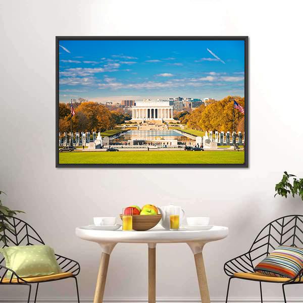Lincoln Memorial & Pool Canvas Wall Art-3 Horizontal-Gallery Wrap-25" x 16"-Tiaracle