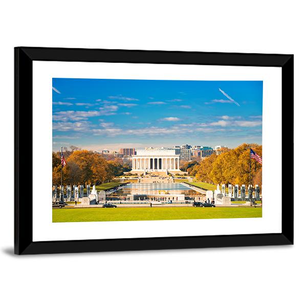 Lincoln Memorial &amp; Pool Canvas Wall Art-5 Horizontal-Gallery Wrap-22" x 12"-Tiaracle