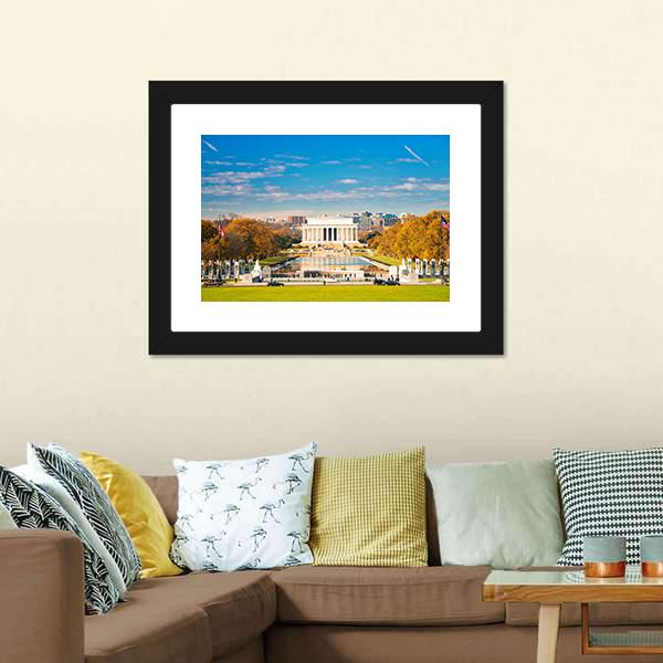 Lincoln Memorial &amp; Pool Canvas Wall Art-5 Horizontal-Gallery Wrap-22" x 12"-Tiaracle