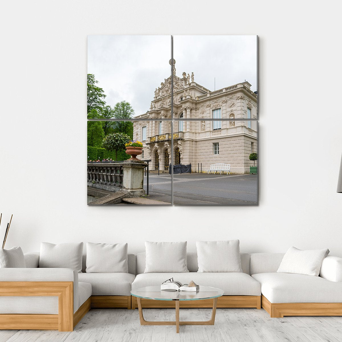Linderhof Palace Canvas Wall Art-4 Square-Gallery Wrap-17" x 17"-Tiaracle