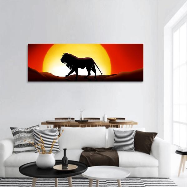 Lonesome Lion Panoramic Canvas Wall Art-1 Piece-36" x 12"-Tiaracle