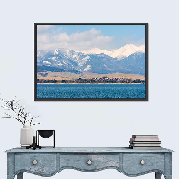 Liptovska Mara Lake Canvas Wall Art-3 Horizontal-Gallery Wrap-25" x 16"-Tiaracle