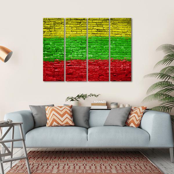 Lithuania Flag On Brick Wall Canvas Wall Art-4 Horizontal-Gallery Wrap-34" x 24"-Tiaracle