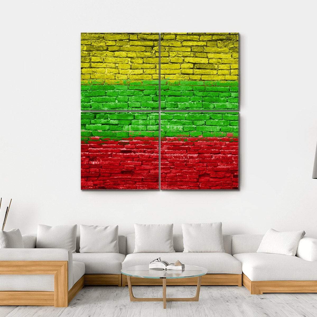 Lithuania Flag On Brick Wall Canvas Wall Art-4 Square-Gallery Wrap-17" x 17"-Tiaracle