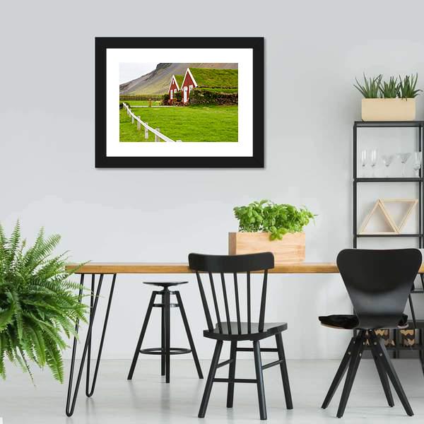 Little Houses In Iceland Canvas Wall Art-3 Horizontal-Gallery Wrap-25" x 16"-Tiaracle