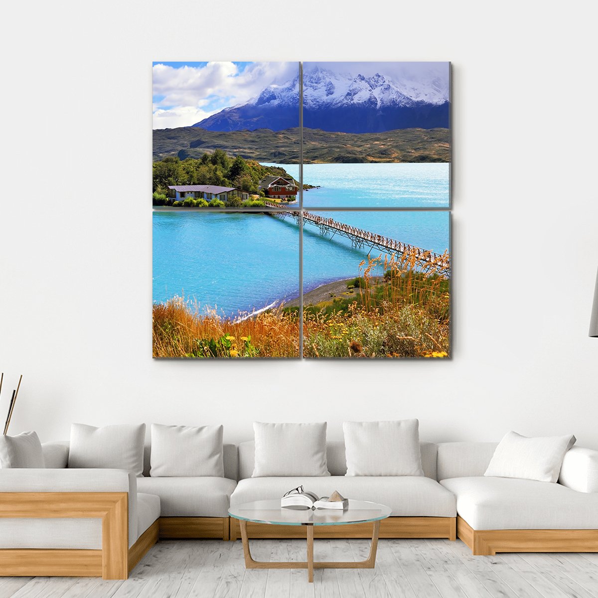 Little Island In Lake Pehoe Canvas Wall Art-4 Square-Gallery Wrap-17" x 17"-Tiaracle