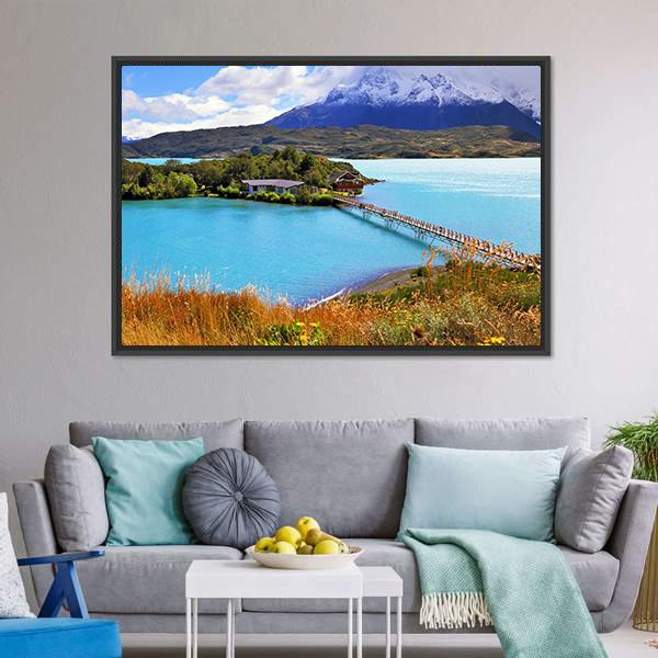 Little Island In Lake Pehoe Canvas Wall Art-5 Horizontal-Gallery Wrap-22" x 12"-Tiaracle