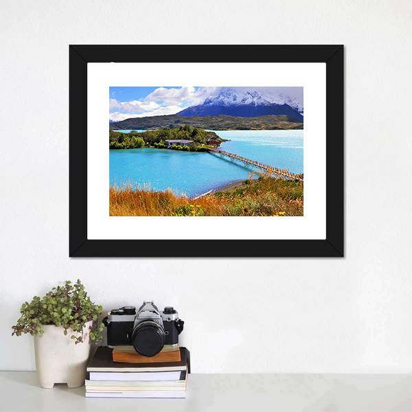Little Island In Lake Pehoe Canvas Wall Art-1 Piece-Framed Print-20" x 16"-Tiaracle
