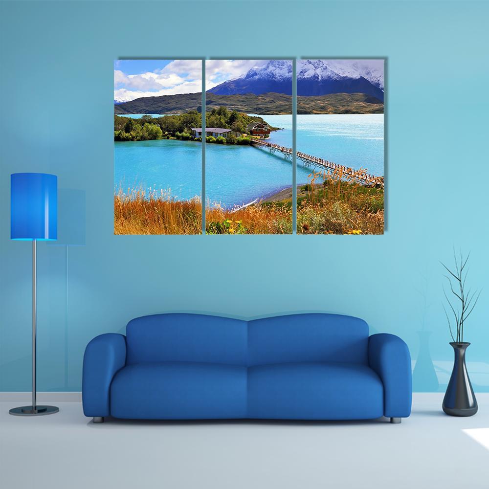 Little Island In Lake Pehoe Canvas Wall Art-3 Horizontal-Gallery Wrap-37" x 24"-Tiaracle