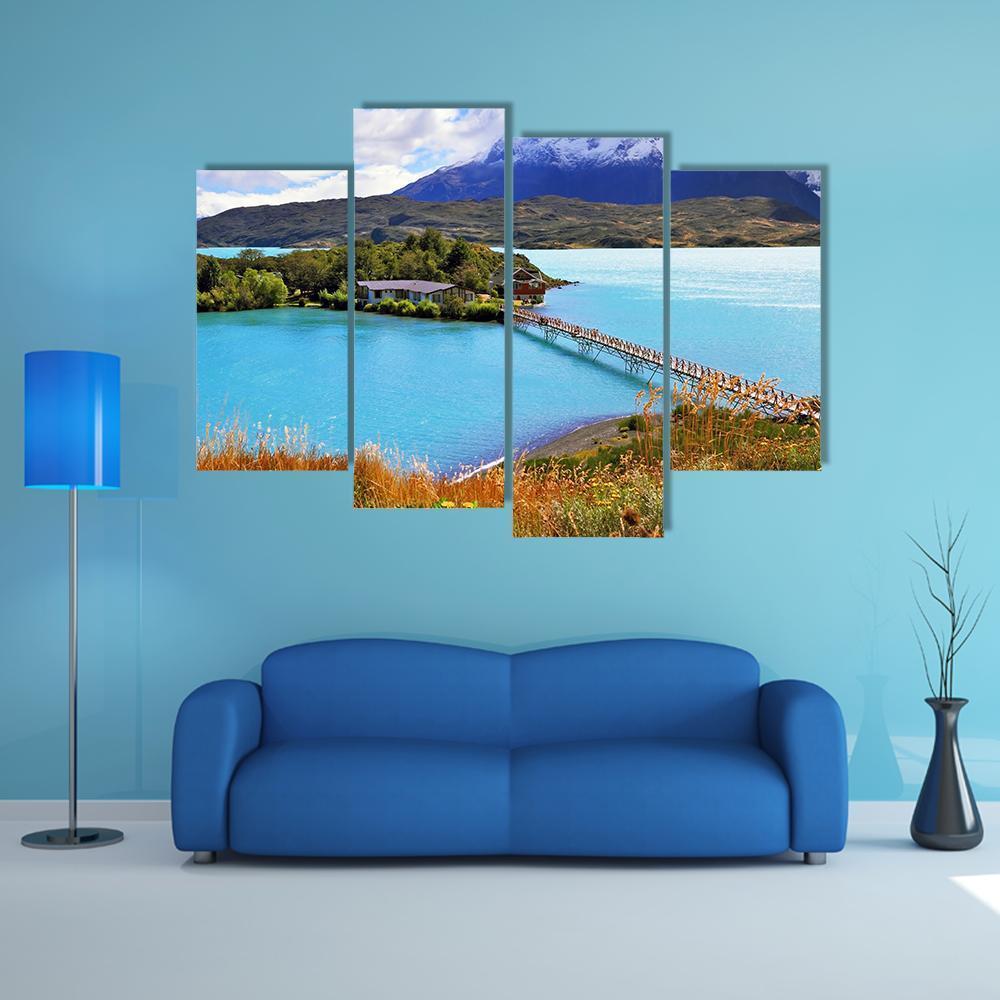 Little Island In Lake Pehoe Canvas Wall Art-4 Pop-Gallery Wrap-50" x 32"-Tiaracle