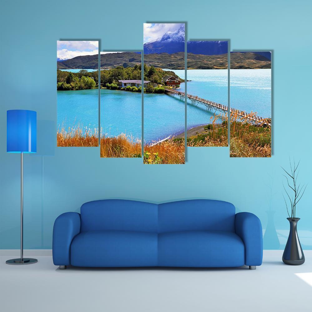 Little Island In Lake Pehoe Canvas Wall Art-5 Pop-Gallery Wrap-47" x 32"-Tiaracle