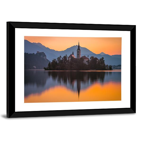 Little Island With Catholic Church Canvas Wall Art-3 Horizontal-Gallery Wrap-25" x 16"-Tiaracle