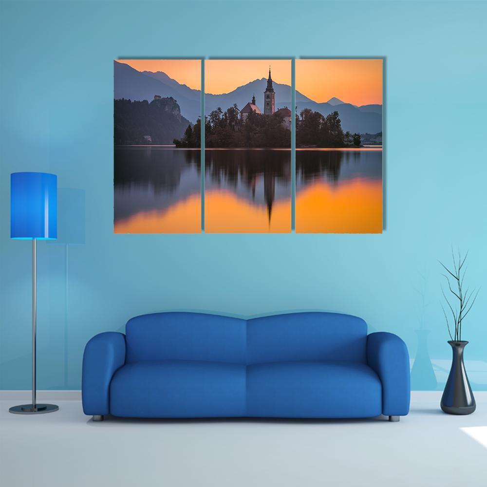 Little Island With Catholic Church Canvas Wall Art-3 Horizontal-Gallery Wrap-37" x 24"-Tiaracle