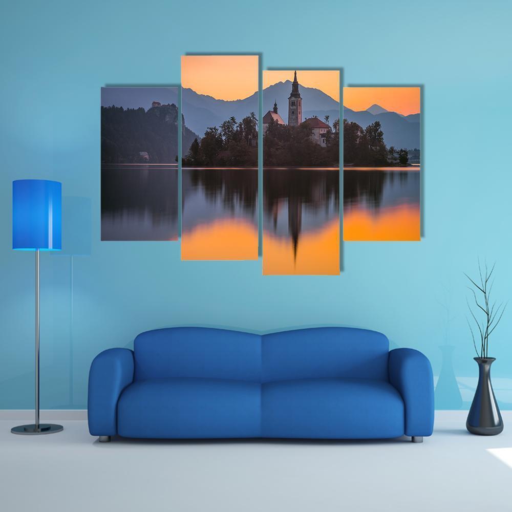 Little Island With Catholic Church Canvas Wall Art-4 Pop-Gallery Wrap-50" x 32"-Tiaracle