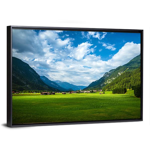 Little Village In Mountains Austria Canvas Wall Art-3 Horizontal-Gallery Wrap-25" x 16"-Tiaracle