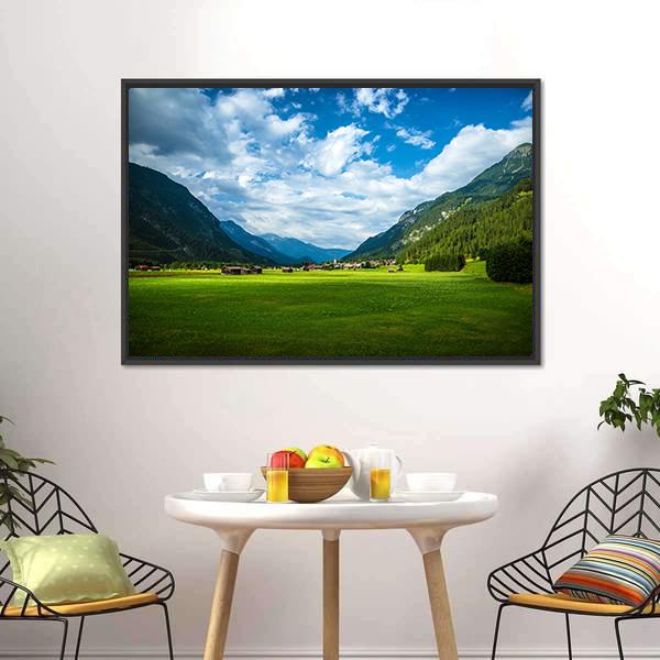 Little Village In Mountains Austria Canvas Wall Art-3 Horizontal-Gallery Wrap-25" x 16"-Tiaracle