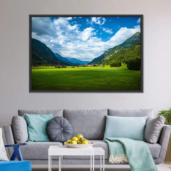 Little Village In Mountains Austria Canvas Wall Art-3 Horizontal-Gallery Wrap-25" x 16"-Tiaracle