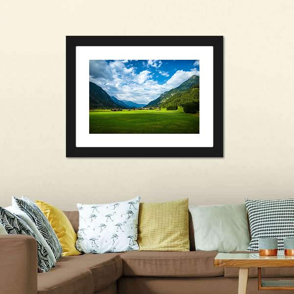 Little Village In Mountains Austria Canvas Wall Art-3 Horizontal-Gallery Wrap-25" x 16"-Tiaracle