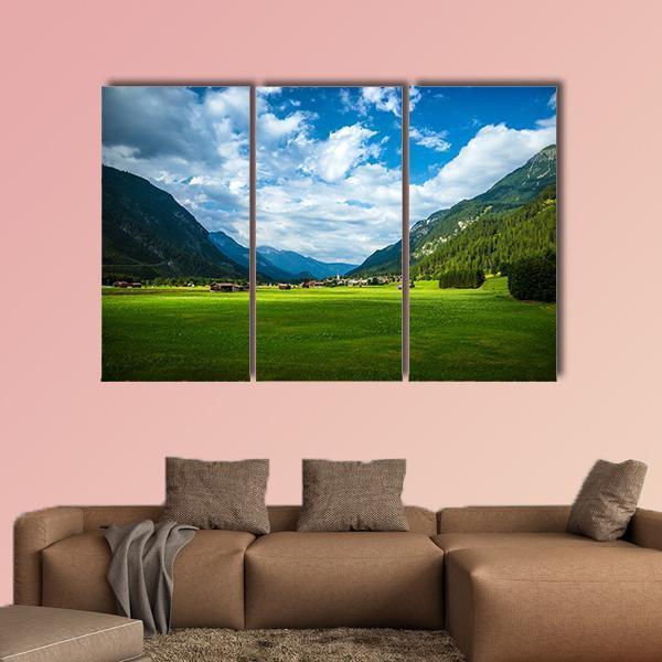 Little Village In Mountains Austria Canvas Wall Art-3 Horizontal-Gallery Wrap-37" x 24"-Tiaracle