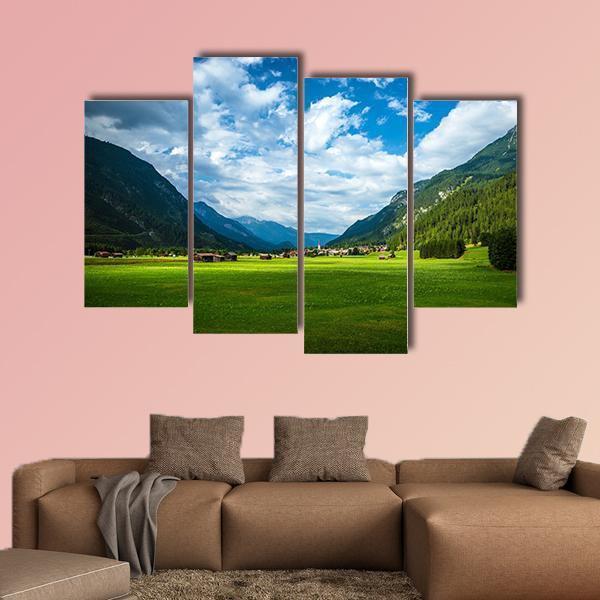 Little Village In Mountains Austria Canvas Wall Art-4 Pop-Gallery Wrap-50" x 32"-Tiaracle