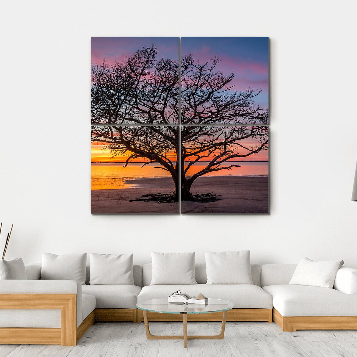 Live Oak Tree Georgoia Canvas Wall Art-4 Square-Gallery Wrap-17" x 17"-Tiaracle